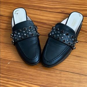 Black studded mules